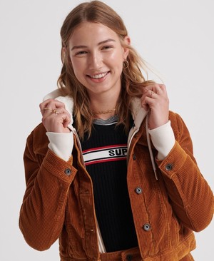 Superdry Cord Girlfriend Női Kabát Barna | YHKTC9871